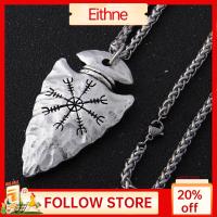 ของขวัญ PU10703703603วินเทจเครื่องประดับหอกและ Vegvisir จี้หางเสือของ Awe Nordic Viking สร้อยคอสแตนเลส Rune Aegishjalmur Chain