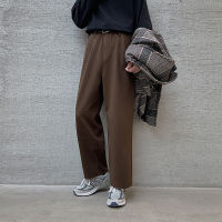 Winter Thick Woolen Pants Men Warm Fashion Cotton Black/Brown Suit Pants Men Loose Straight Pants Mens Casual Trousers S-2XL