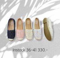 รองเท้าลำลองสันแบนลูกไม้โปร่ง Lace valen slip-on size 36-41