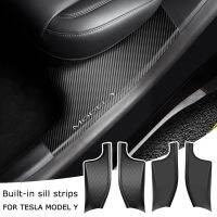 for Tesla Model Y Rear Row Built In Threshold Bar Protection Rear Refi Sill Stripe Cover Door Accessory Inner Pedal Protec