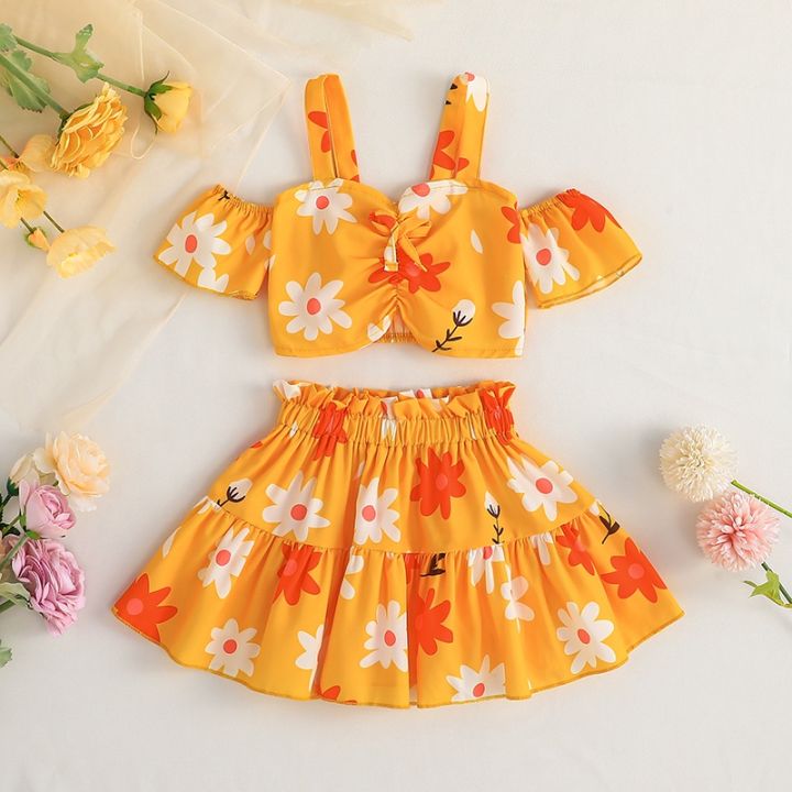 Combo bộ đồ bé gái 1-5 tuổi áo croptop váy ngắn set mùa hè thời ...
