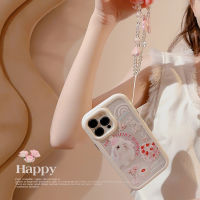 เคสแข็ง Apple iPhone 14/13/12/11/X/xr เค้กรูปหัวใจสีชมพูลายกระต่ายน่ารัก12 Pro Max วัสดุอะคริลิคเคสโทรศัพท์มือถือ14 Plus เคสแข็งพร้อมสร้อยข้อมือ13 Pro Max Anti-เคสป้องกันโทรศัพท์มือถือฤดูใบไม้ร่วง