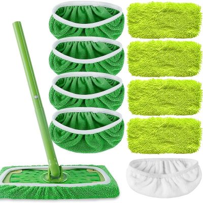 ☞ Elastic Mop Pads Flat Cleaning Mop Thickened Cloth Cotton Reusable Microfiber Bathroom Chenille Cloth Pads Band Mop Replacement