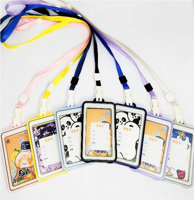 New Card Case Multi colored Plastic School ID Holders Doublesided