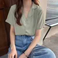 เสื้อเชิ้ตเขียว-อะโวคะโด สไตล์เกาหลี ผู้ชาย-ผู้หญิงใส่ได้