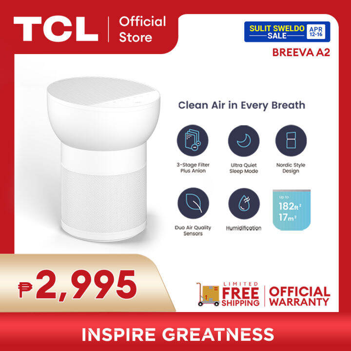 TCL Air Purifier BREEVA A2 (CADR200m³/h, PreFilter, H13 HEPA Filter