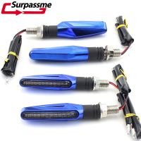 4pcs/Set Motorcycle Turn Signal Light Indicators Amber LED Flasher Motorbike Blinkers Universal 12V Lamp Black/Blue/Red Shell