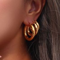 20mm 25mm 30mm Solid Stainless Steel 18K Gold Plated Round Loop Hoop Earrings For Women Tarnish Free Minimalist Hoops Earring