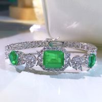 WUIHA 18K White Gold Emerald 10*12MM Sapphire Gemstones Bracelets Engagement Gift 925 Sterling Silver Fine Jewelry Drop Shipping