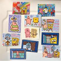 11Pcs/set Patrick Star Crayon Shin-Chan Oil Painting Stick Photo Background Wall Poster Room Decoration Dormitory Cartoon Poster Drawing Painting Supp