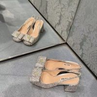 OM! Silver good-looking duck! Mary Jane shoes miu miuˉbow thick heel high heels womens wedding shoes