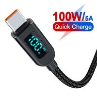 PD 100W สายเคเบิล USB ชนิด C,แสดงผลแบบดิจิทัลสาย6A 66W ชาร์จเร็วสำหรับโทรศัพท์สมาร์โฟน XiaoMi OnePlus Poco USB C ถึง USB C สายสำหรับ Huawei ข้อมูล