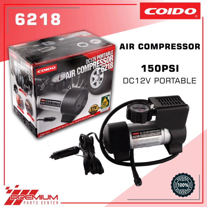 Coido Tire Inflator 12V Portable Air Compressor With Carry Bag PN