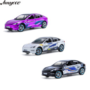 Amyove 1 24 MODEL3 Diecast Alloy Car With Sound Light Pull Back Steering