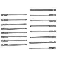 16Pcs ยาวแม่เหล็กไขควง Bits ชุด Slotted Cross Hex Torx เจาะชุดบิต14นิ้ว Hex Shank 100มม. ความยาว