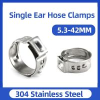 50PCS Single Ear Hose Clamp 304 Stainless Steel Single Ear Hose Clamps Stepless 5.3-42mm Cinch Clamp Rings Sealing Kinds of Hose Coil Springs