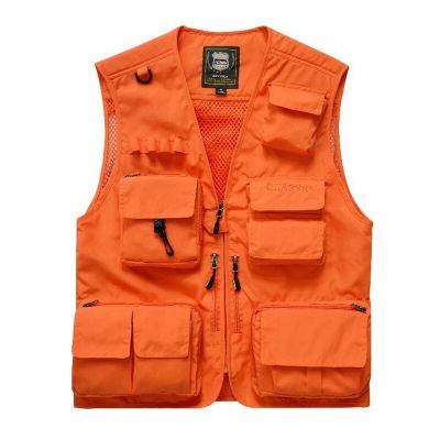 Gilet Multi-Poches เท Homme, Grande Taille,เครื่องช่วยหายใจ,ส้ม,เท Randonnée, Pêche, Chasse, Séchage Rapide, S-7Xl