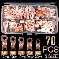 70PCS OT Type 10A 20A 30A 40A 50A Copper Open Connecting Nose Cable Wire Terminal Connector Sheet Terminal Crimping Ring