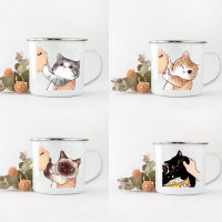 Cute Cat Cartoon Enamel Mug Coffee Cup Love Cat Milk Juice Mugs Funny Cups Kawaii Cats Mugs Best Friend / Kid / Family Gift