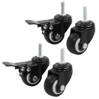 UXCELL 4Pcs/lot 8mm Thread 1.5" Wheel Rotatable Shopping Trolley Brake Swivel Caster Black for DIY Home  Schools  Shops Furniture Protectors Replaceme