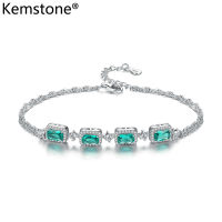 Kemstone 925เงินคริสตัลสีเขียวหญิงโซ่เครื่องรางสร้อยข้อมือเครื่องประดับสำหรับของขวัญสตรี