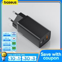 Baseus 65W Gan Charger For Camera Earphones Speakers USB C Charger Quick Charge 4.0 3.0 Dual USB Port Phone Charger