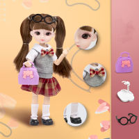 New 19CM Bjd Doll 13 Movable Joints Brown 3D Big Eyes Fashion School Uniform and Wedding Dress Best Birthday Gift for Kids