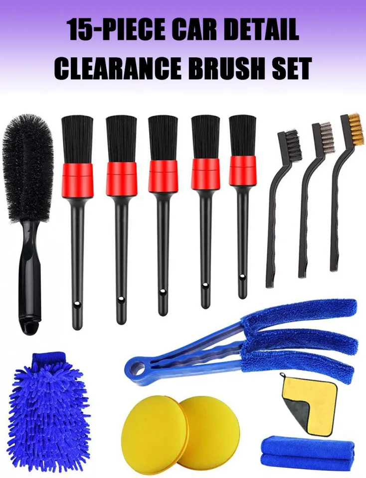 Car Detailing Brush Cleaning, Auto Natural Plastic Hair Brushes Kit –  SEAMETAL