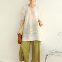 ✆✐ Aiden001 -One Size Autumn And Spring Pleated Fashion Personality Irregular Large Size Loose T-Shirt 2109