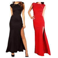 G4Sexy Lace Patchwork short sleeve floor-length Slit Open Party Long Dress G0239