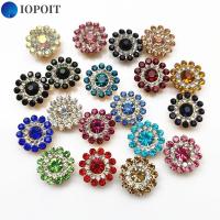 IOPOIT 10PCS 14mm ก้นเหล็ก รูปดอกไม้ เครื่องประดับหมวก หินแก้วคริสตัล ตกแต่งเสื้อผ้า พลอยเทียม ปุ่ม