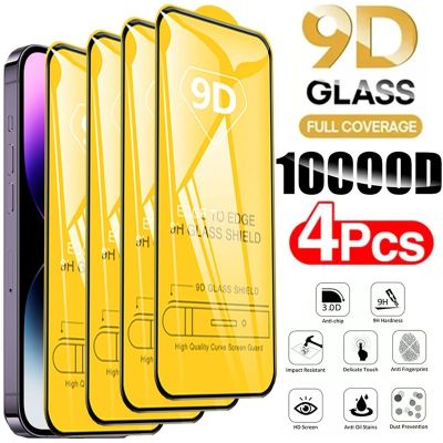 ■ 4PCS 9D Screen Protector Tempered Glass for IPhone 14 13 12 11 Pro Max Protective Glass for IPhone X XR XS Max 7 8 6S 14 Plus