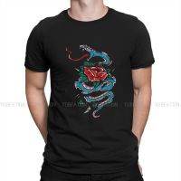 Snake And Rose Fashion Tshirts Tattoo Style Male Style Fabric Streetwear T Shirt O Neck Oversized