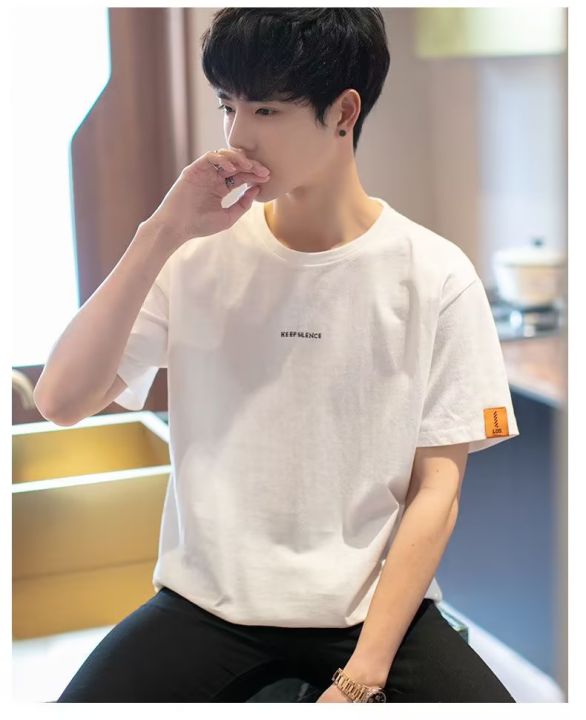 Fashion Style Short-sleeve Male Top Clothes Men's T-shirt Quality  Mercerized Cotton V-shaped Pattern Rhinestone 2023 New Street