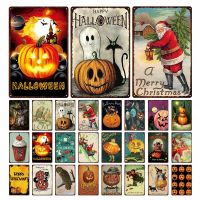 Home Decoration Christmas Halloween Pumpkin Tin Sign  Vintage Plate Poster Pin Up Art Painting Metal Signs Decor For Bar Kitchen Baking Trays  Pans