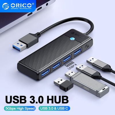 ORICO Type C ฮับยูเอสบี3.0อะแดปเตอร์4ตัวแยกพอร์ตอะแดปเตอร์ฮับ USB ด็อกต่อขยายบางเฉียบอุปกรณ์เสริมสำหรับคอมพิวเตอร์พีซี