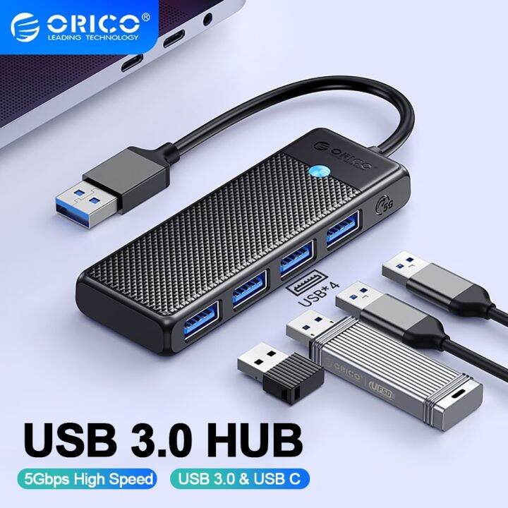 orico-type-c-ฮับยูเอสบี3-0อะแดปเตอร์4ตัวแยกพอร์ตอะแดปเตอร์ฮับ-usb-ด็อกต่อขยายบางเฉียบอุปกรณ์เสริมสำหรับคอมพิวเตอร์พีซี