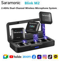 Saramonic M2 8G ไมโครโฟนไร้สายลาวาเลียร์ออนบอร์ดบันทึกพร้อมกล่องชาร์จ,ไมโครโฟนติดปกเสื้อไร้สายแบบดูอัลแชนแนล2.4G สำหรับกล้อง DSLR, iPhone, Android, 15H สำหรับการถ่ายวิดีโอสตรีมมิ่ง (TX + TX + RX)