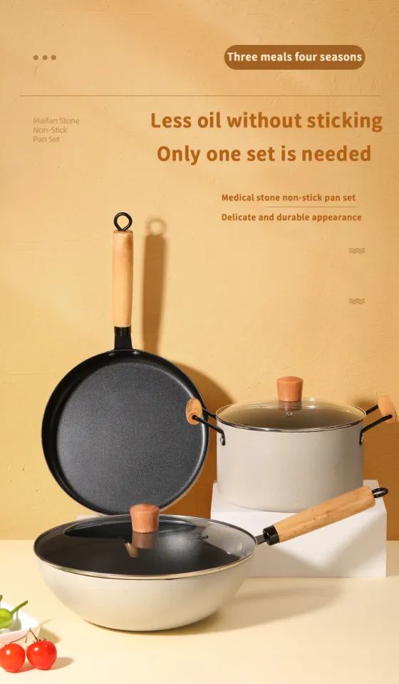 Maifanshi Non Stick Household Wok Frying Pan Cooking Pots Set