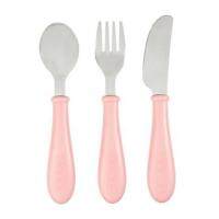 BEABA Stainless Steel Training Cutlery BEABA Knife / Fork / Spoon - Vintage Pink