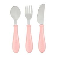 BEABA Stainless steel training cutlery Knife / Fork / Spoon - Vintage Pink