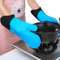 【CW】 Non-Slip Silicone Oven Mitt Resistant Gloves Barbecue Gants Thickened Baking