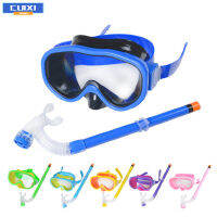 CUIXI Kids Snorkeling Set Anti-Fog Anti-Leak Childs Snorkel Mask For Boys Girls Swimming Goggles Gear Packages