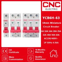 CNC YCB6H-63 1P/2P/3P Miniature Circuit Breaker MCB Din Rail Mount Breaking Capacity 6A/10A/16A/20A/25A/32A/40A/50A/63A Breakers Load Centers  Fuses