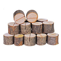 25pcs Round Wood Pile Name Place Card Photo Holders Stump Shape Memo Holder Menu Number Stand Wedding Party Table Decor