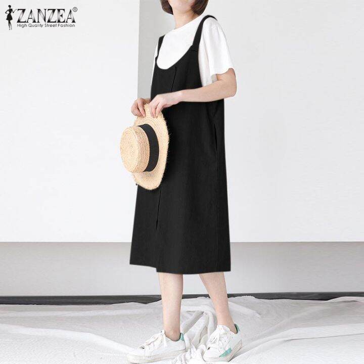 สินค้ามาใหม่-จัดส่งฟรี-fancystyle-zanzea-ชุดเดรสมิดีแขนกุดหลวมลำลองผู้หญิงฝ้ายลินิน-sundress-สีพื้น-8