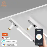 White Zigbee Magnetic Track Smart Lighting Grille Flood Lamp Embedded Flexible Linear Fixture Track Rail Ceiling Indoor Living