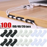 100/80/40/20 Buah Organiser Kabel Perekat Klip Kawat Penjepit Pemegang Kabel Desktop Manajer Kabel Pengisi Daya USB Penggulung Kabel Data