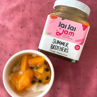 แยมคลีน Jai Jai Jam แยมส้มเสาวรสไม่ใส่น้ำตาล Orange Passion Fruit Jam (no sugar added)