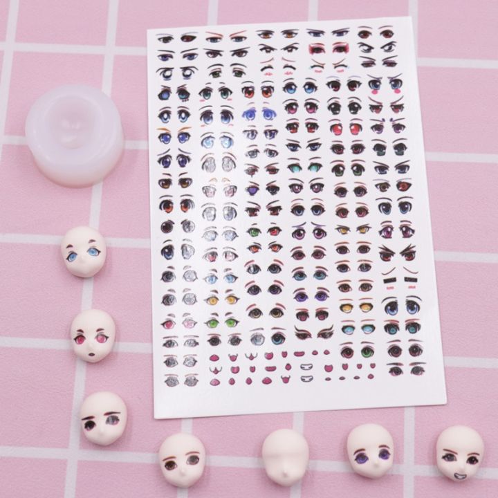 7pcs-set-ultra-light-clay-doll-small-face-ob-is-full-face-face-mold-short-hair-mold-clay-silicone-face-bangs-mold